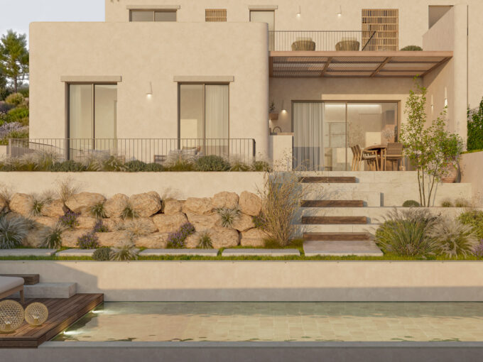 New build townhouse exterior with private pool, Génova, Palma
