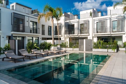 New build townhouse exterior in Portixol, Mallorca
